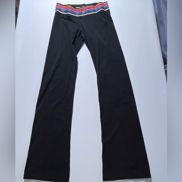 VS Pink Yoga Pants with Sequins and Colored Striped Waist sz M - Picture 1 of 8